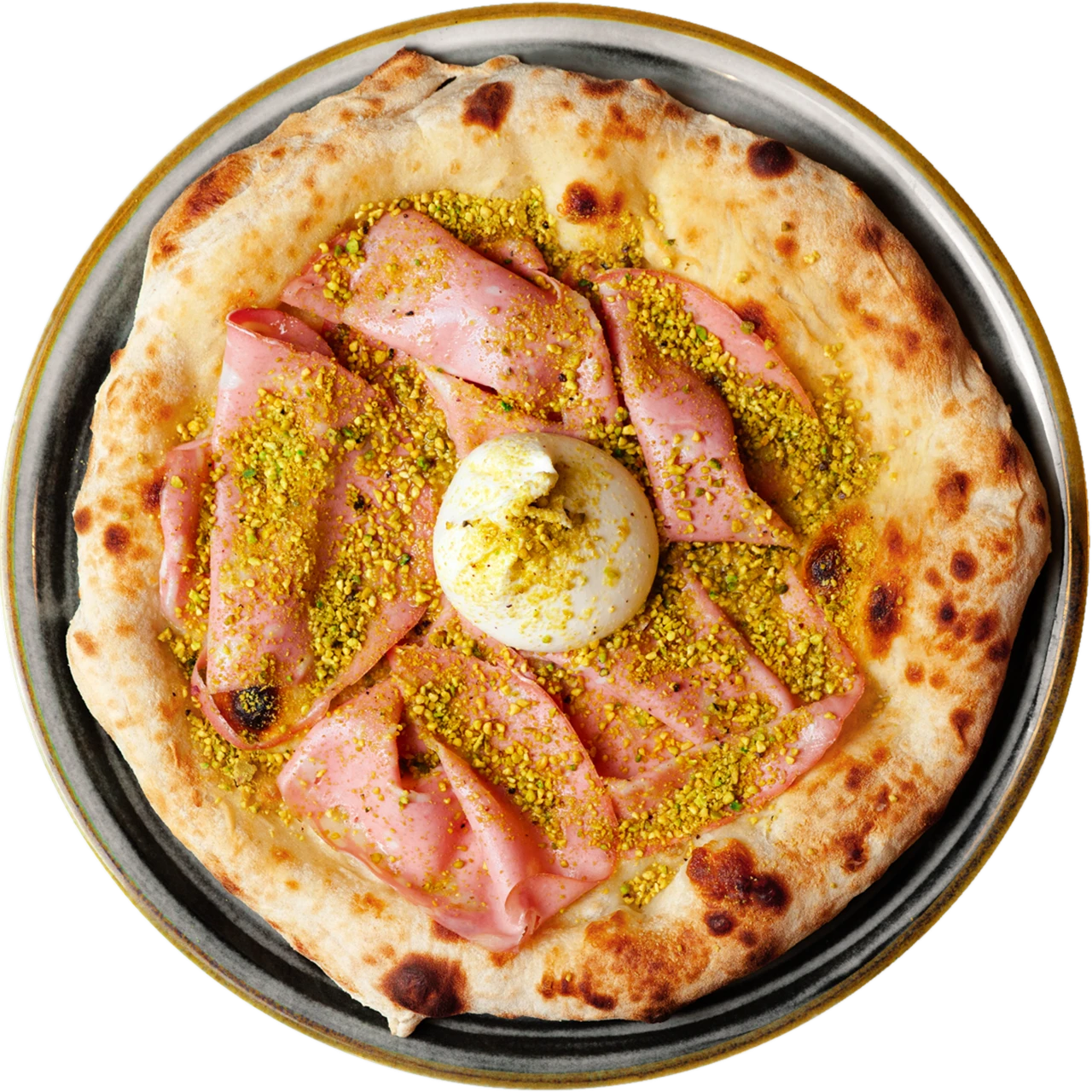pizza con mortadella e pistacchi dicocibo pizzeria gourmet reggio emilia